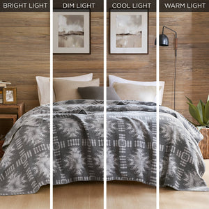 English Elm 1-piece King Jacquard Cotton Blend Blanket Aztec Woven Soft Breathable Bedroom Layer Grey B035P437489