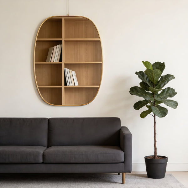 English Elm 30x40 Oval Wall Mirror Slim Metal Frame Distortion Free Glass Bathroom Entryway Accent Gold W2203P476482