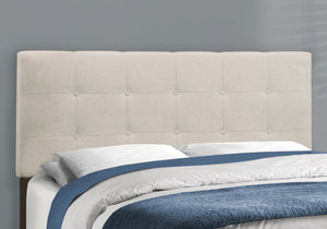 English Elm Bed, Upholstered Queen Low Profile Platform Bed with Tufted Padded Headboard and Wood Slats Beige 66 L x 26 W x 4 H B2710P219522