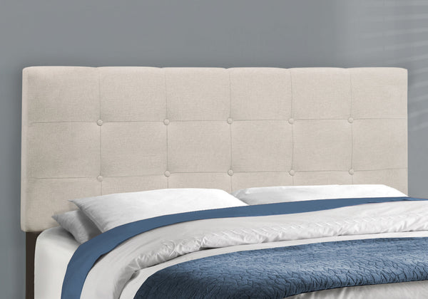 English Elm Bed, Upholstered Queen Low Profile Platform Bed with Tufted Padded Headboard and Wood Slats Beige 66 L x 26 W x 4 H B2710P219522