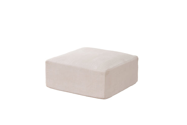 English Elm Boneless 113" U-Shaped Cloud Sectional Sofa — Plush Corduroy Full-Foam Modular Sleeper with Ottomans Beige+White W3401P346218
