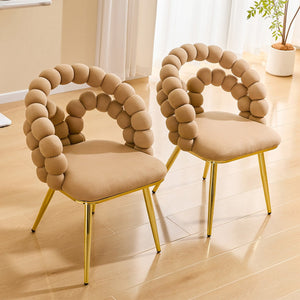 English Elm Modern Velvet Bubble Back Dining Accent Chair Set Glam Sculpted Upholstered Seating Brown,Gold W3875P446131