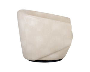 Sunpan TREVISO Swivel Lounge Chair - Contemporary Bravo Cream Faux Leather with Durable Steel Base 105300