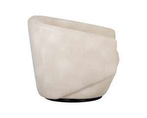 Sunpan Treviso Modern Swivel Lounge Chair with Angular Base - Stylish, Durable, and Easy to Clean Design Bravo Cream