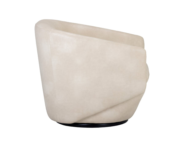 Sunpan Treviso Modern Swivel Lounge Chair with Angular Base - Stylish, Durable, and Easy to Clean Design Bravo Cream