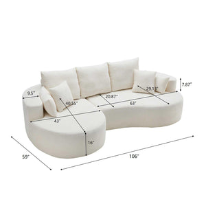 English Elm Christopher Knight Home® - 106 Cloud Curved Sectional Sofa with Chaise — Plush Chenille, High-Elastic Foam, No Assembly Required White N773IS00013W