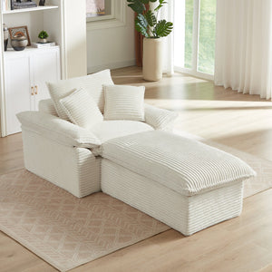 English Elm 51.97 modern cushioned compression single seat sofa with oversized footrest deep plush seating for comfort and support White W3396P330951
