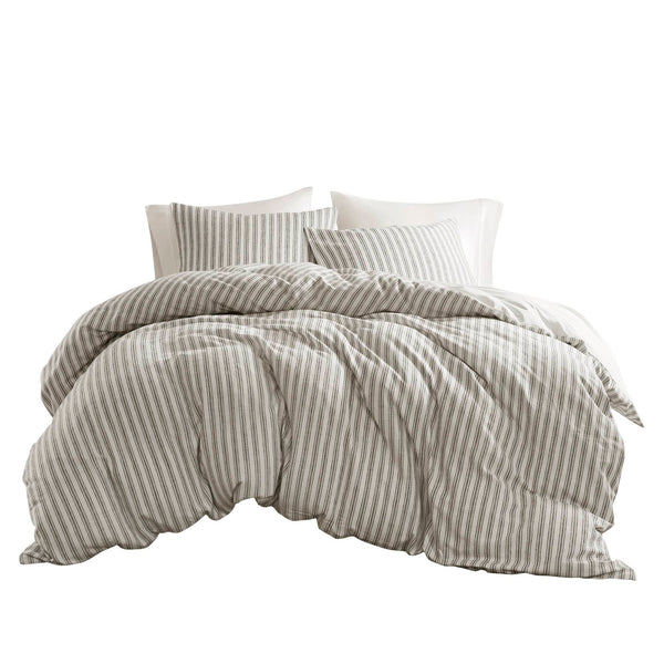 English Elm 3 Premium Queen Duvet Set with Breathable Rayon-Linen-Cotton Yarn Dye Face and Cotton Back, Soft Grey 12.01 L x 10.24 W x 5.71 H B035P319219