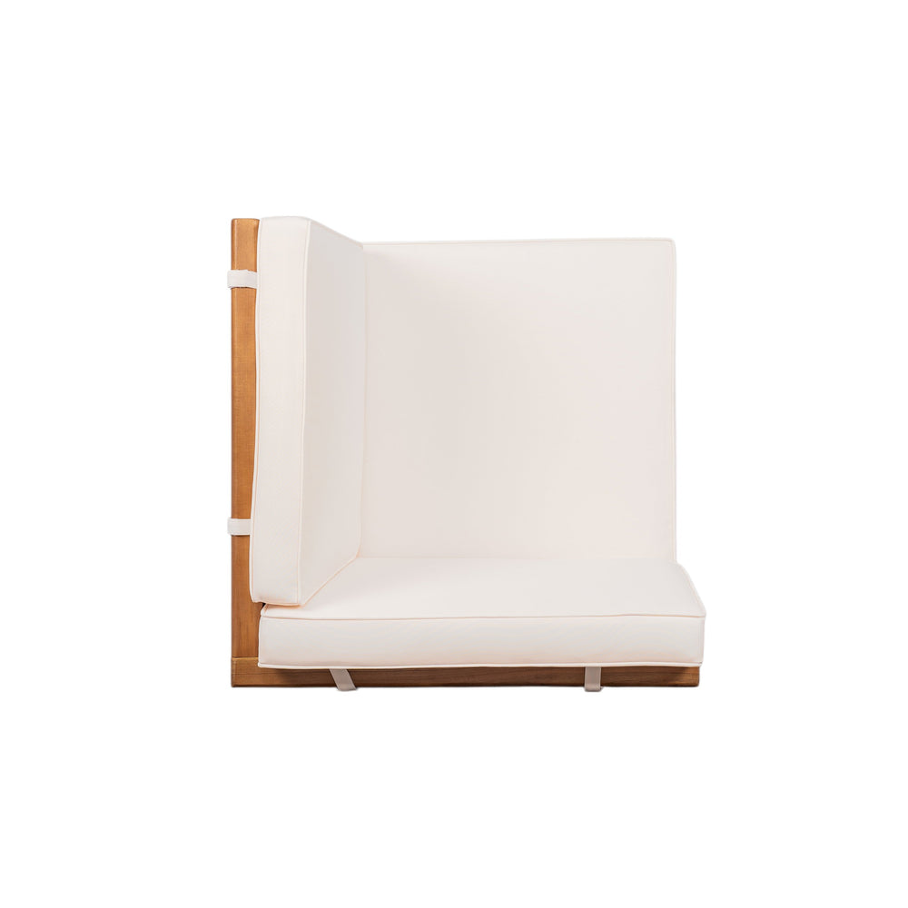 English Elm Christopher Knight Home® - ASTON Acacia Outdoor Corner Sofa with Coffee Table — Mid-Century Beige 6-Seater, Removable Cushions N773P252039B