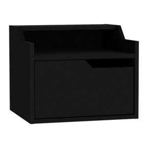 English Elm Winchester Floating Nightstand with Dual-Tier Surface, Spacious Drawer, Wall-Mount Modern Storage Black 18 L x 17 W x 5 H B097P199742