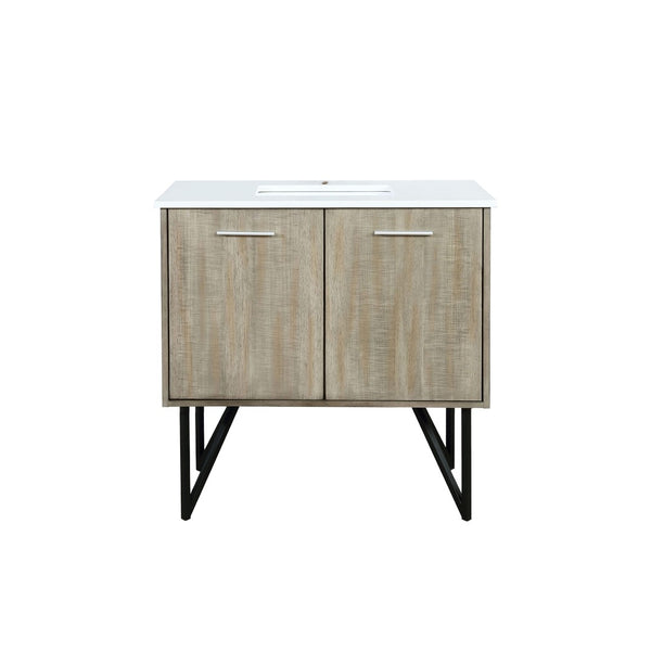 English Elm Rustic Acacia Bath Vanity With White Quartz Top, 36" W X 20" D, Stylish Storage & Soft-Close Hardware B2731P259608-GIGA