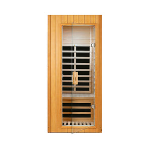 English Elm Hemlock Wood Single Person Far Infrared Sauna with Bluetooth and Lcd Controls W2611P168588
