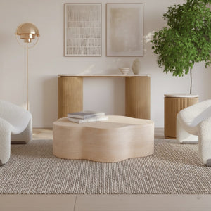 English Elm Cloud-shaped Mgo Coffee Table Travertine Finish Sculptural Indoor Outdoor Lounge N772P379524T