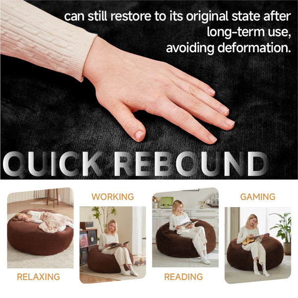 English Elm 5FT Memory Foam Bean Bag Chair with Removable Flannel Cover, Plush Round Sofa for Living Room Upholstery W3737P373846