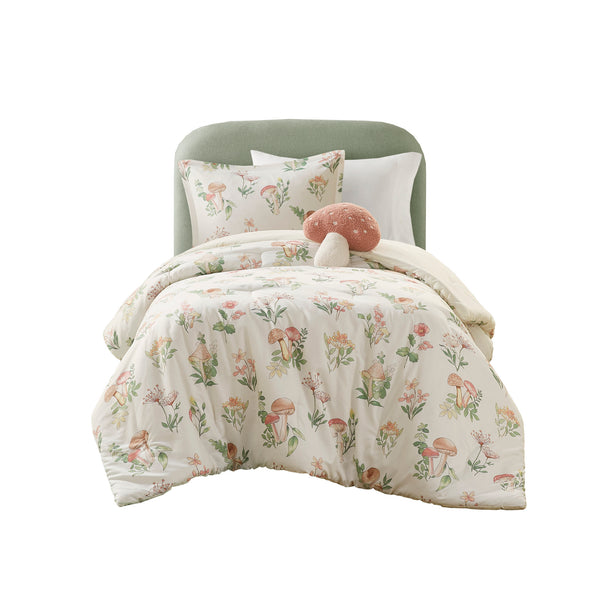 English Elm Mushroom Garden Comforter Set Twin/Twin XL - Microfiber Anti-Microbial Cozy Comforter, Sham & Pillow B035P294216