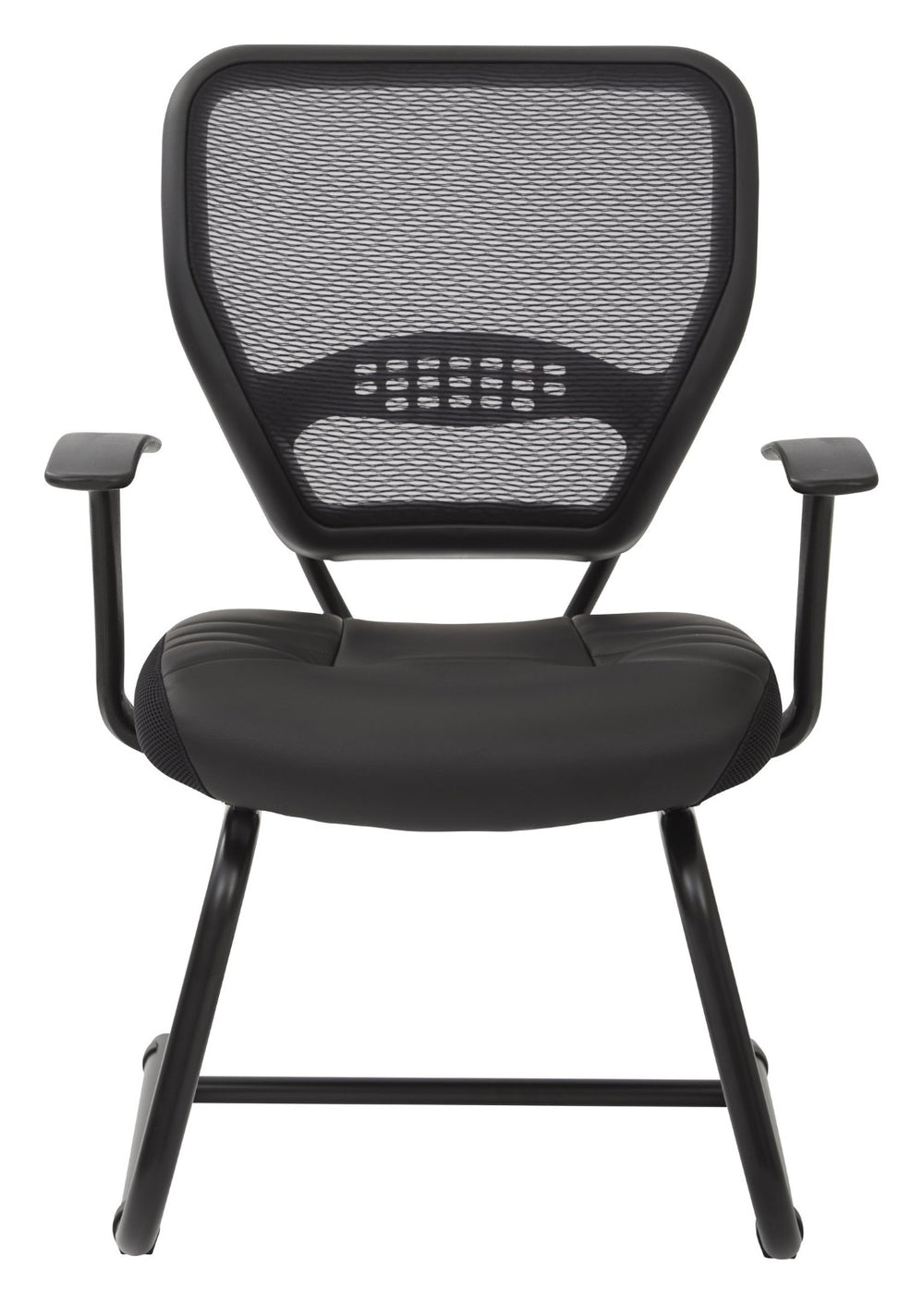 OSP Home Furnishings Professional Visitors Chair with Bonded Leather Seat and Mesh Back for Modern Offices 5705E