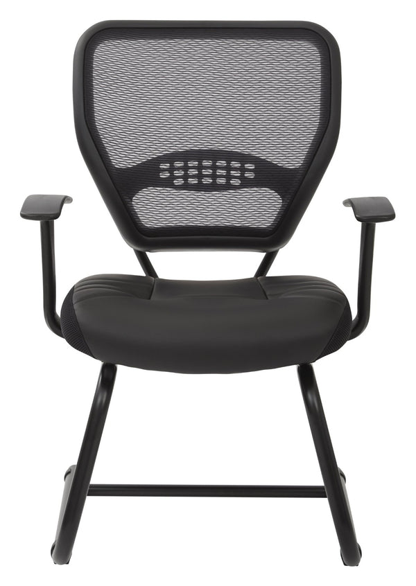 OSP Home Furnishings Professional Visitors Chair with Bonded Leather Seat and Mesh Back for Modern Offices 5705E