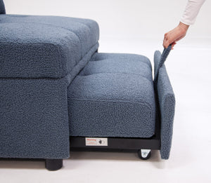 English Elm Convertible Sofa with Pull-Out Bed, Sleek Armless Sherpa Upholstery, Cozy Plush Pillow Included Blue Gray 45 L x 33 W x 17 H B089P240524