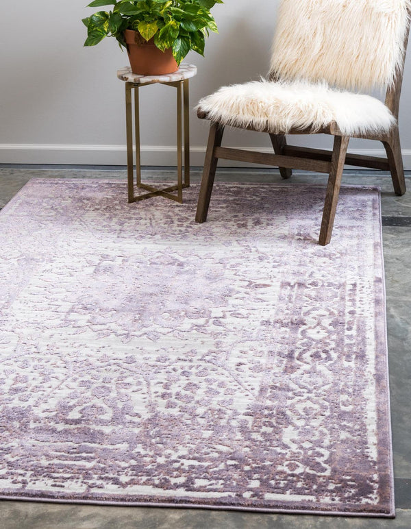 Unique Loom Aberdeen Derbyshire Machine Made Medallion Rug Violet, Ivory/Beige 8' 0" x 10' 0"
