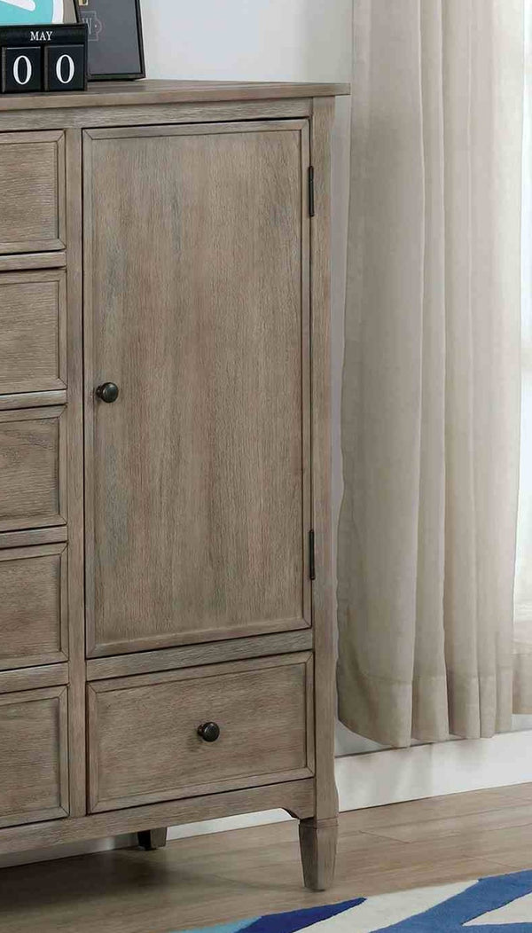 English Elm Modern Wire-brushed Gray Armoire Solid Wood Grain Texture Felt Lined Bedroom Storage B2741P460177