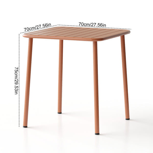 English Elm Sera outdoor square table - waterproof metal courtyard bistro table for balcony, villa, versatile seating Light Brick Red W3318P308271