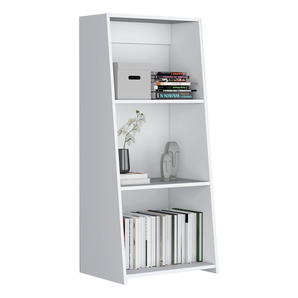 English Elm Note 47" Tall Three-Tier Ladder Bookcase White – Space-Saving Modern Shelf for Books, Decor & Office Storage B070P254754