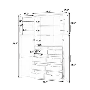 English Elm [assembly Included] Topmax Shaker Pantry Cabinet Tall Mdf Kitchen Storage with Pull-out Trays White SP000099AAK