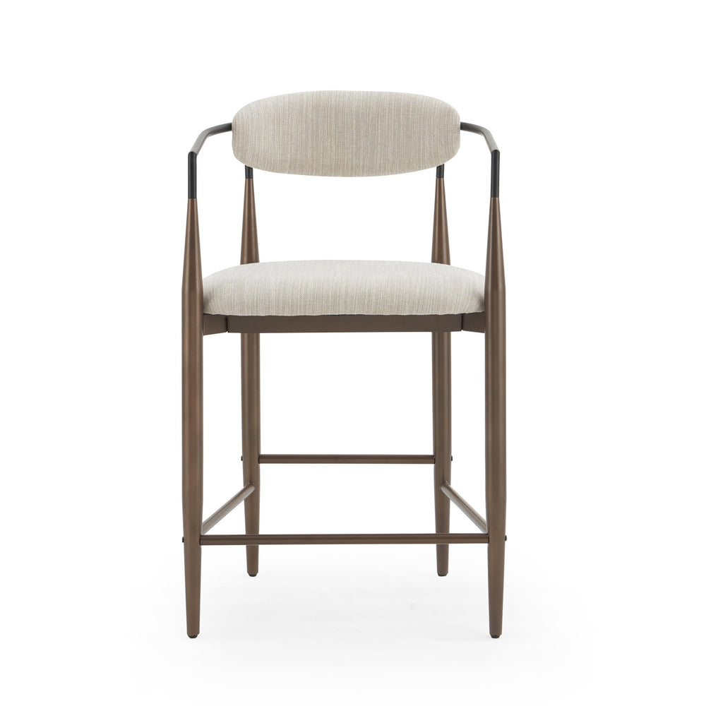 English Elm Christopher Knight Home® - Counter Stool Set Of 2 - Modern Beige Upholstered Design With Coffee-Gold Iron Frame For Style N771P249370H