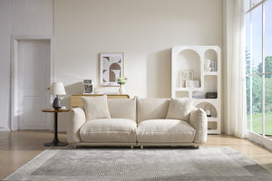 English Elm Cozy Three Seat Sofa Stain Resistant Fabric Hardwood Frame for Modern Living Rooms Beige W3226P371356