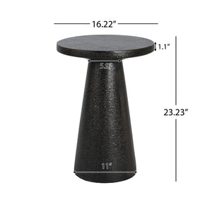 English Elm Mgo Compact Side Table Weatherproof Magnesium Oxide Build for Patio or Living Room Black N776P372343B