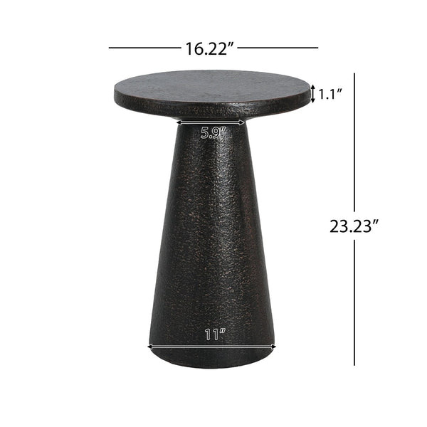 English Elm Mgo Compact Side Table Weatherproof Magnesium Oxide Build for Patio or Living Room Black N776P372343B