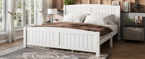 English Elm King Solid Wood Platform Bed with Slatted Support, Modern White Finish, No Box Spring Needed, Sturdy Design Light White W1580P374314
