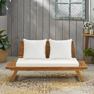 English Elm Christopher Knight Home® - SEDONA Acacia Wood Loveseat with Water-Resistant Cushions and Wide Seat Panel for Outdoor Comfort Teak 68.5 L x 32 W x 11.25 H 63745.00WHI