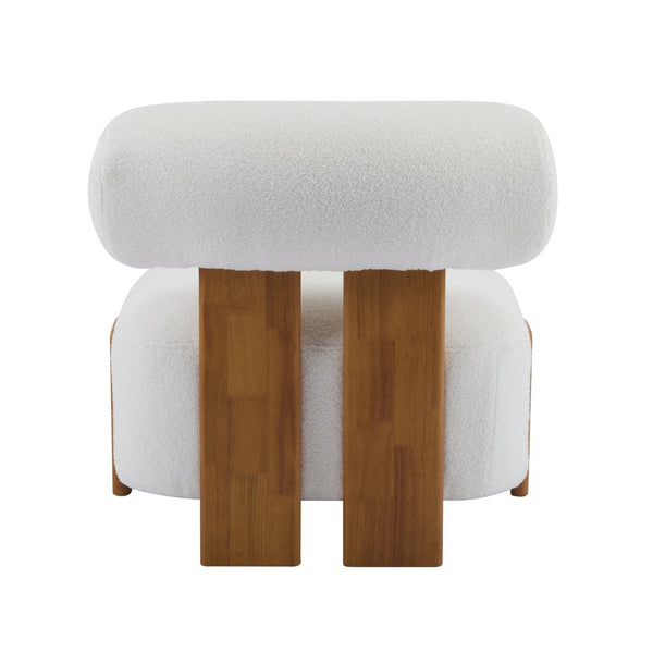English Elm 27.25" Boucle Lounge Chair Solid Wood Frame Rolled Back Sculptural Living Room Accent N767P354792W