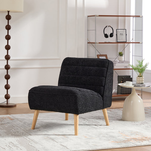 English Elm 24.4" Wide Modern Chenille Armless Accent Chair With Rubber Wood Legs - Ideal For Cozy Spaces W3098P308776