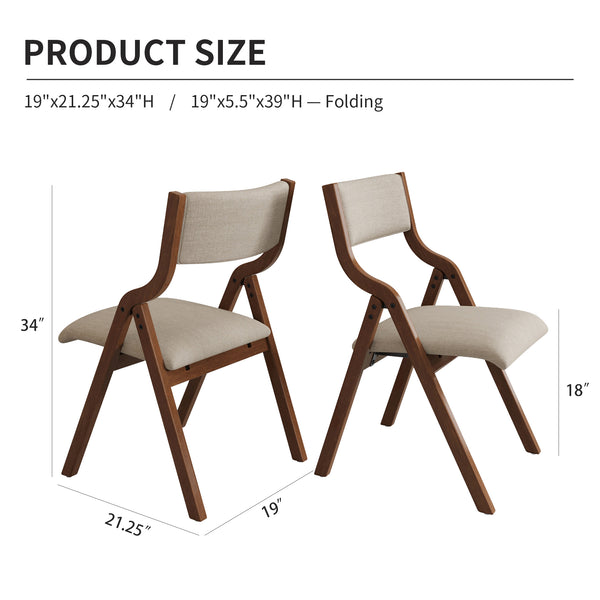 English Elm Upholstered Folding Dining Chair with Ergonomic High Back, Plush Sponge Cushion, Portable & No Assembly Required taupe,Walnut W2336P254032