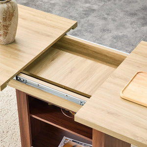 English Elm An Extendable Mdf Dining Table with Open Shelf Storage Seats up to Eight Walnut,Wood W1151S04624