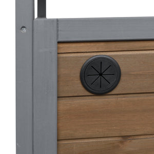 English Elm Foldable Outdoor Kitchen Cart with Stainless Worktop Fir Wood Frame and Lockable Wheels Espresso,Grey N719P380279Z