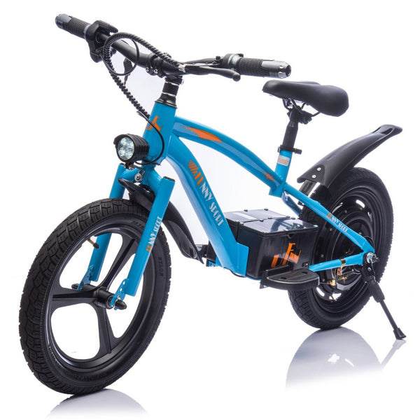 English Elm 24v Kids Electric Dirt Bike 300w Motor 16in Pneumatic Tires Adjustable Seat Ages 5 to 12 Blue W1578P335445