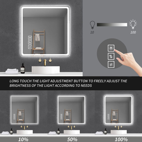 English Elm 36*36in LED Bathroom Mirror with Anti-Explosion Glass, Rust-Resistant, Smart Touch Defogging Lightability W2709P243340
