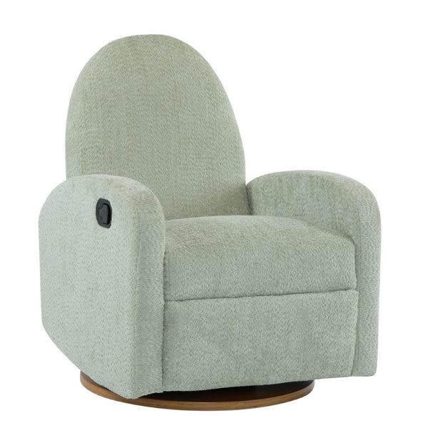 English Elm 360 Swivel Glider Recliner with Solid Wood Base Contemporary Upholstered Lounge Chair Light Green N771P363407L