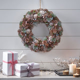 Christopher Knight Home® - Noble House - 18.5" Pine Cone and Glitter Unlit Artificial Christmas Wreath