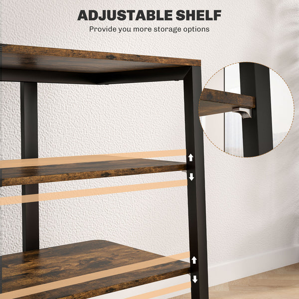 English Elm HOMCOM Compact TV Stand with Adjustable Shelves, Cable Management & Steel Frame for Small Rooms Rustic Brown W2225P229468