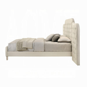 English Elm Contemporary Beige Upholstered Queen Bed With Oversized Button-Tufted Headboard And Panels B2741S00707