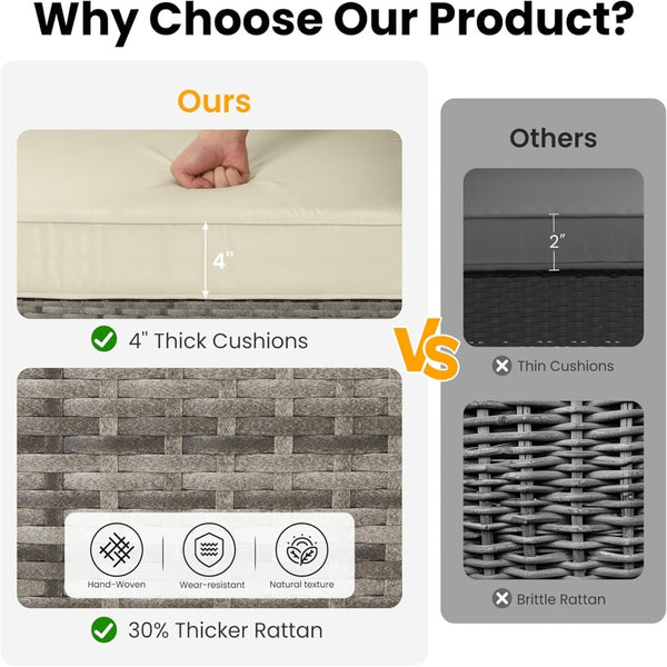 English Elm 7-piece Outdoor Modular Sectional Pe Wicker Patio Set with Tempered Glass Coffee Table Beige+Brown B082S00063