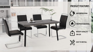 English Elm 55.12-70.87" Expandable Square Dining Table Set With 4 Cushioned Chairs – Perfect For Modern Spaces! W2189S00400