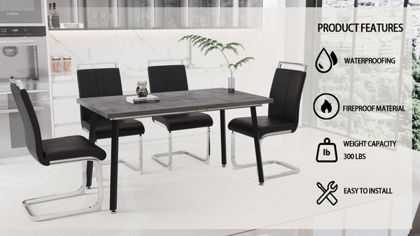 English Elm 55.12-70.87" Expandable Square Dining Table Set With 4 Cushioned Chairs – Perfect For Modern Spaces! W2189S00400
