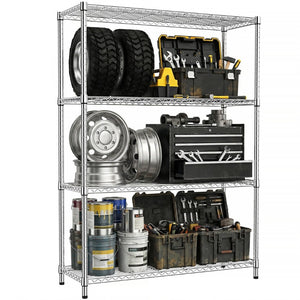 English Elm 1400 Lbs Capacity Four Tier Wire Shelving Unit Heavy Duty Steel Garage Pantry Rack Chrome W5386P445378