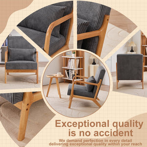 English Elm Mid-Century Accent Chair & Coffee Table Set - Vintage Luxury Design For Cozy Living Spaces & Relaxation W2989P362780