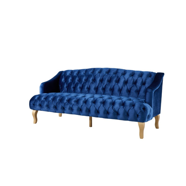 English Elm Comfy Velvet Tufted Three Seat Sofa with Rolled Arms Mid Century Modern Living Room Dark Blue N760P178601C